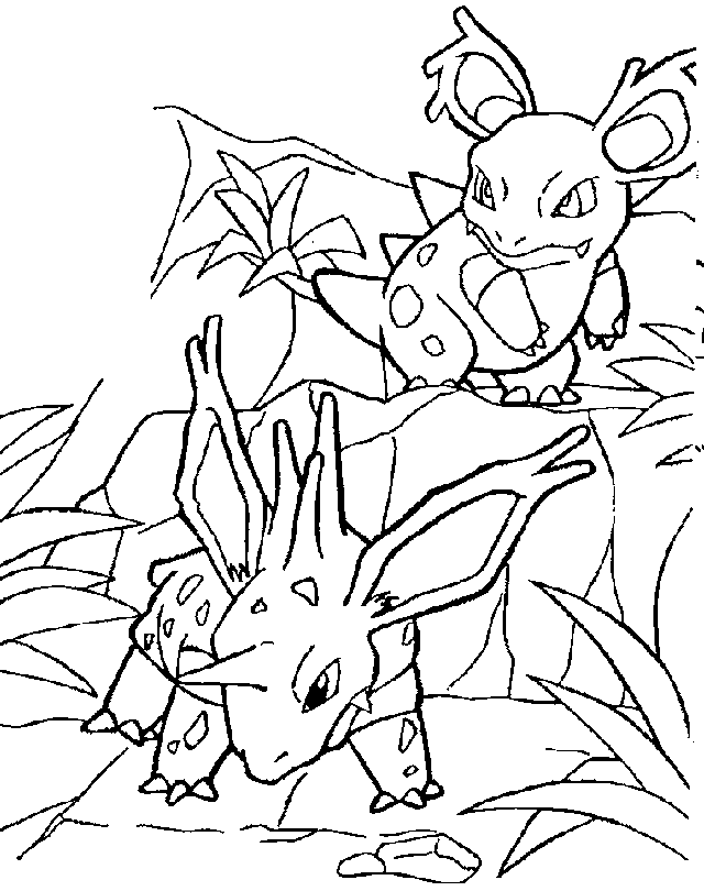 Nidoran e Nidorino disegni da colorare dei Pokemon