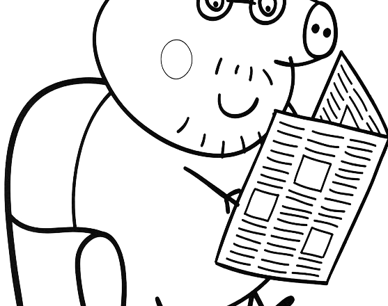 Papà Pig legge il giornale disegno da colorare gratis