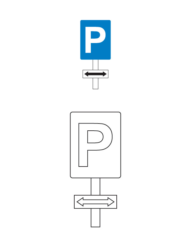 Parcheggi su entrambi i lati segnali stradali da colorare