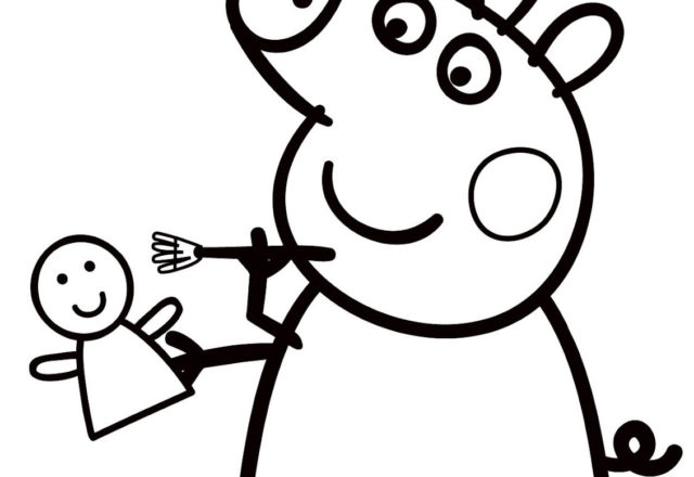 Peppa Pig che dipinge disegno da colorare gratis