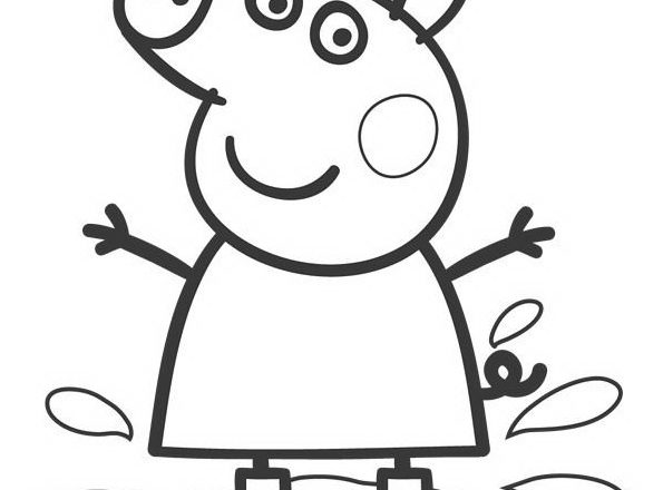 Peppa Pig che salta nel fango disegno da colorare gratis