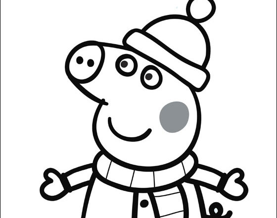 Peppa Pig con cappotto e cappello disegno da colorare gratis