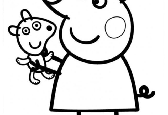 Peppa Pig con orsetto disegno da colorare gratis