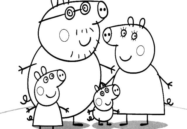 Peppa Pig e famiglia disegno da colorare gratis