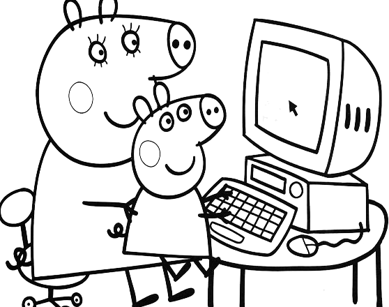 Peppa Pig e mamma Pig al computer1