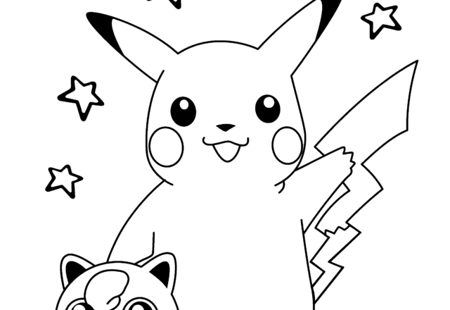 Pikachu Jigglypuff delle stelle e una mela da colorare