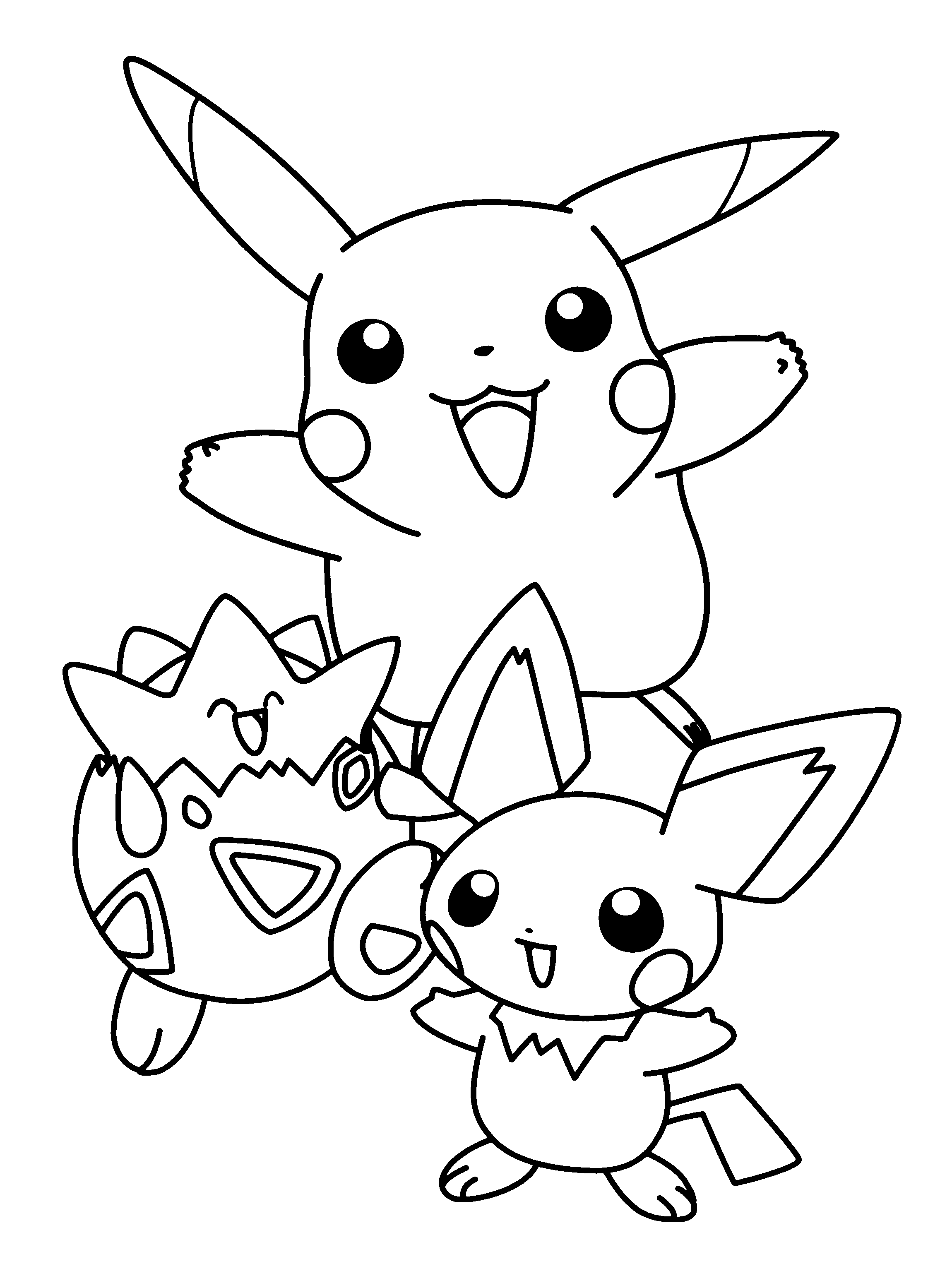 Pikachu Pichu e Togepi da colorare gratis