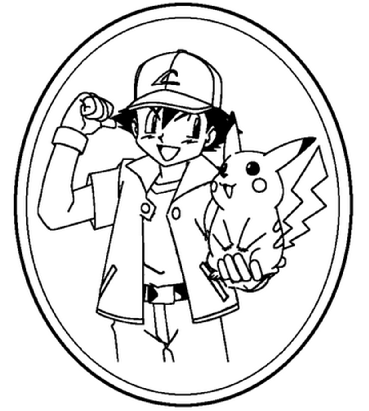 Pikachu e Ash in cornice disegni da stampare