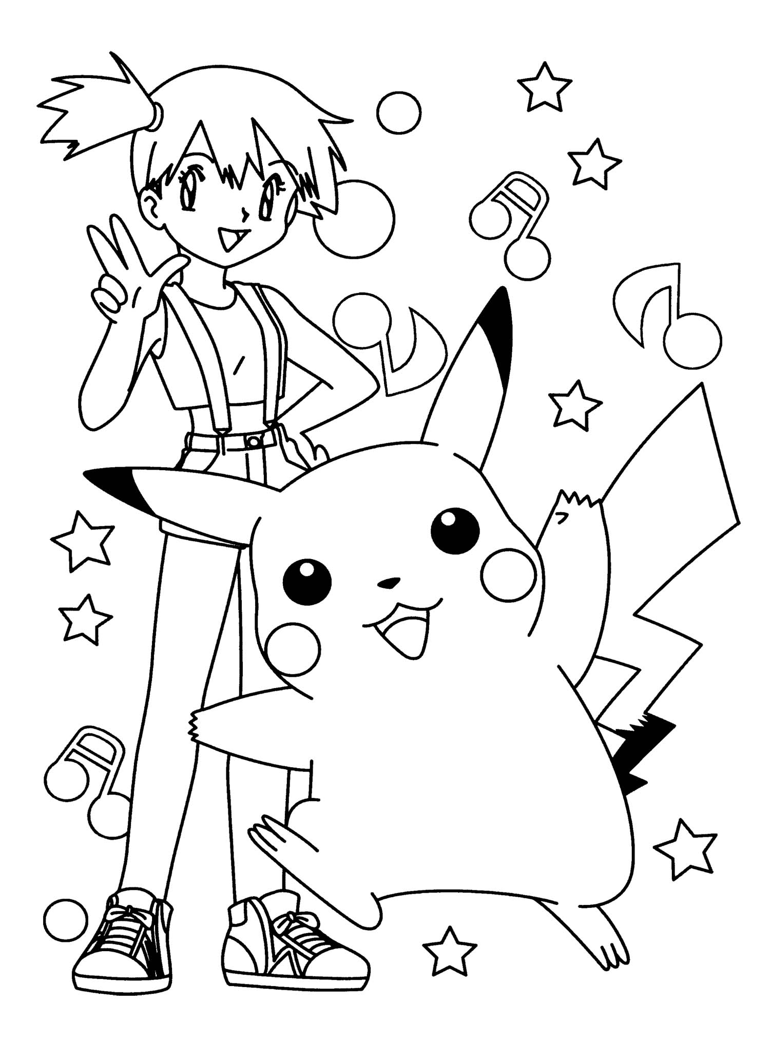 Pikachu e Misty disegno per bambini