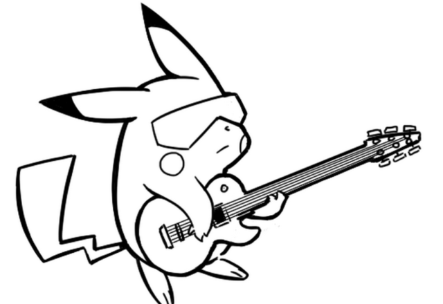 Pikachu rockstar da colorare