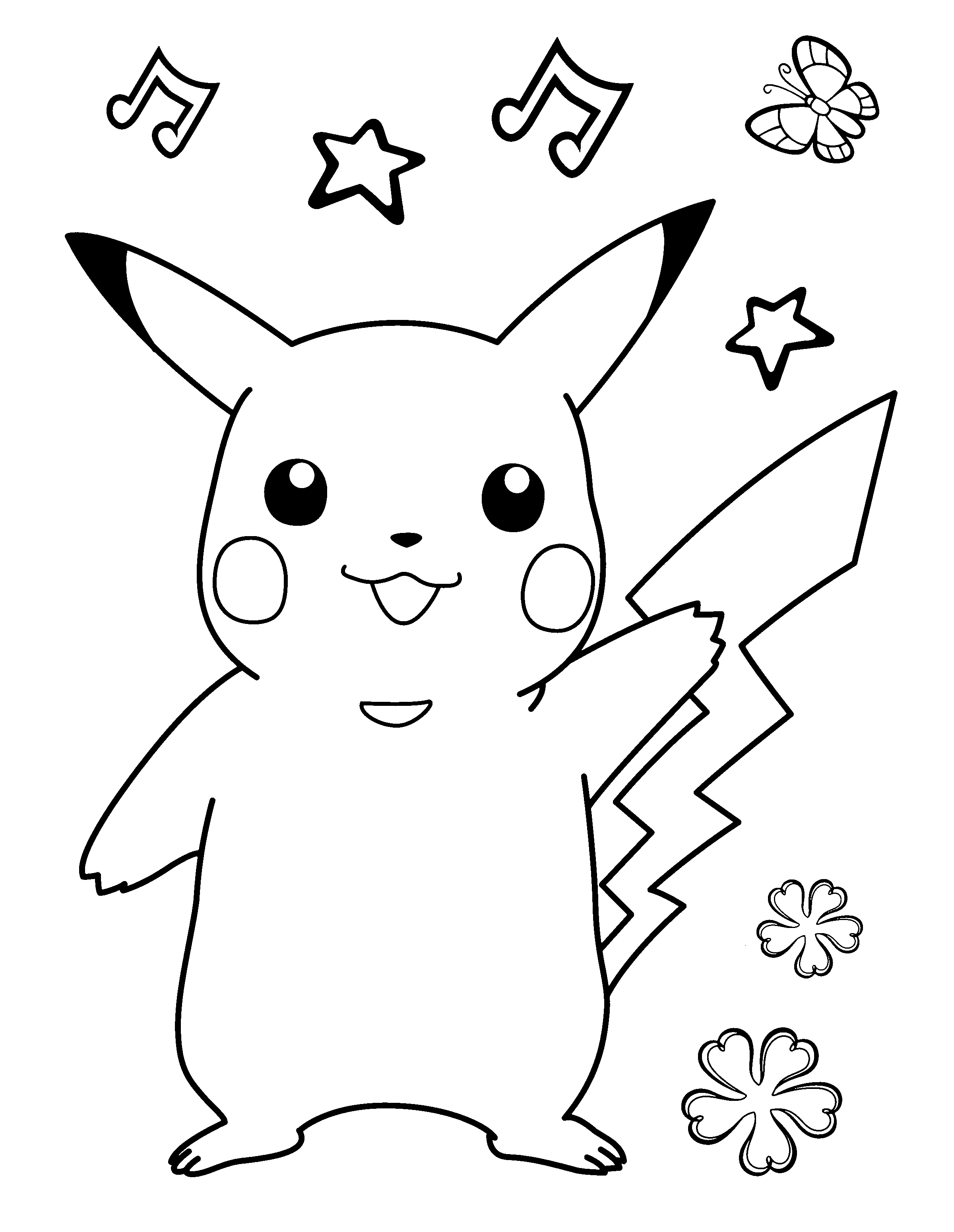 Pikachu tra fiori e note musicali