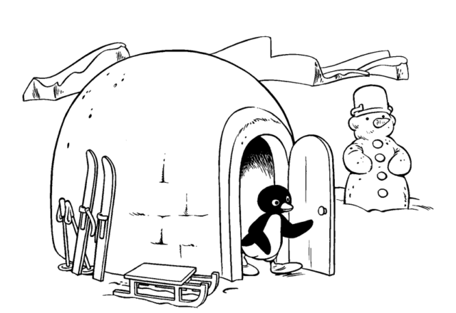 Pingu pupazzo di neve disegni da colorare gratis