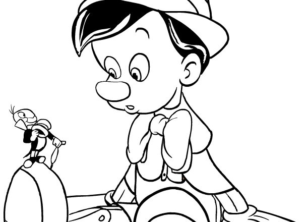 Pinocchio e il grillo 2 disegni da colorare gratis