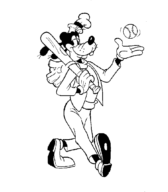 Pippo star del baseball da colorare Disney