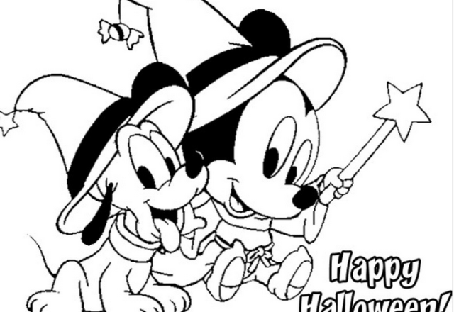 Pluto e Topolino Halloween disegni da colorare gratis