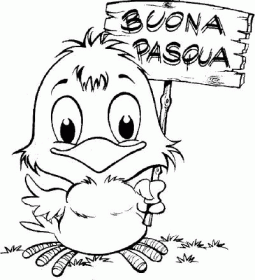 Pulcino con testo Buona Pasqua disegno da colorare per i bambini