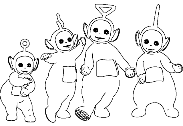 Quattro Teletubbies disegno da colorare