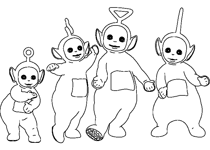 Quattro Teletubbies disegno da colorare