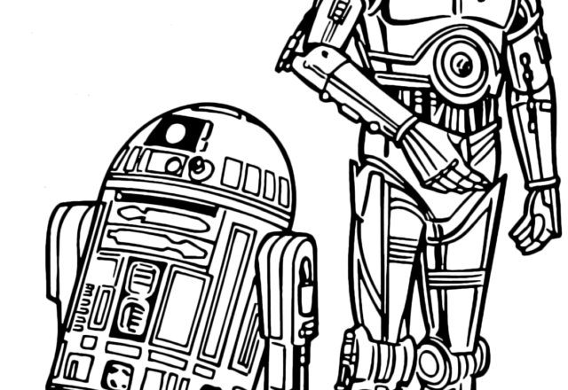 R2-D2 e C-3PO droidi di Star Wars da stampare e colorare