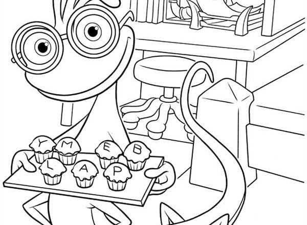 Randall con un piatto di muffin disegno da colorare Monsters University