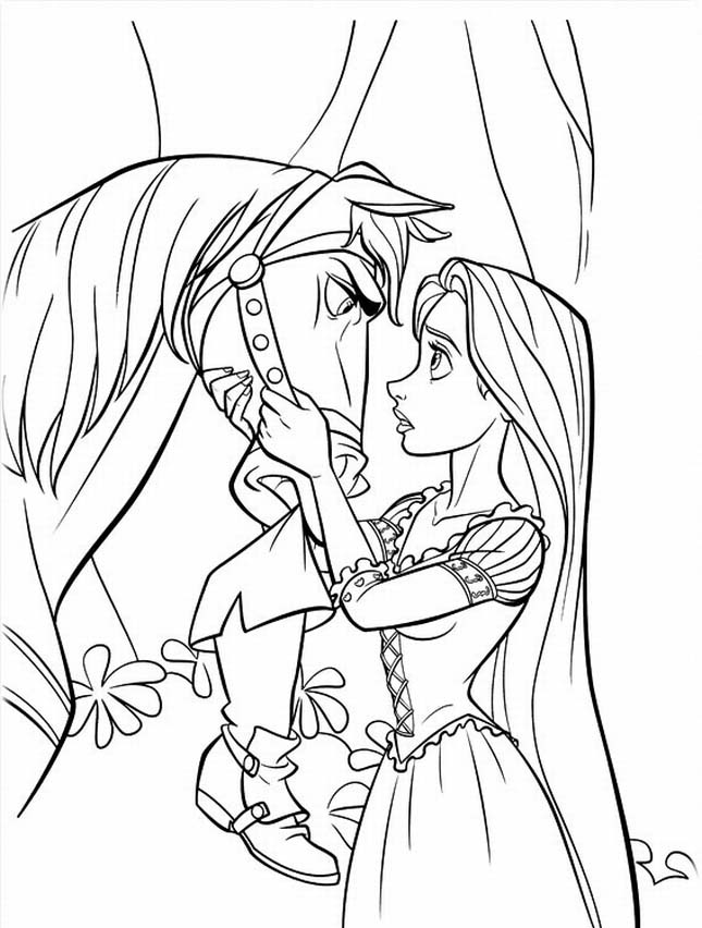 Rapunzel che calma Maximus disegni da colorare gratis