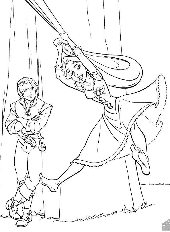 Rapunzel e Flynn disegni da colorare gratis