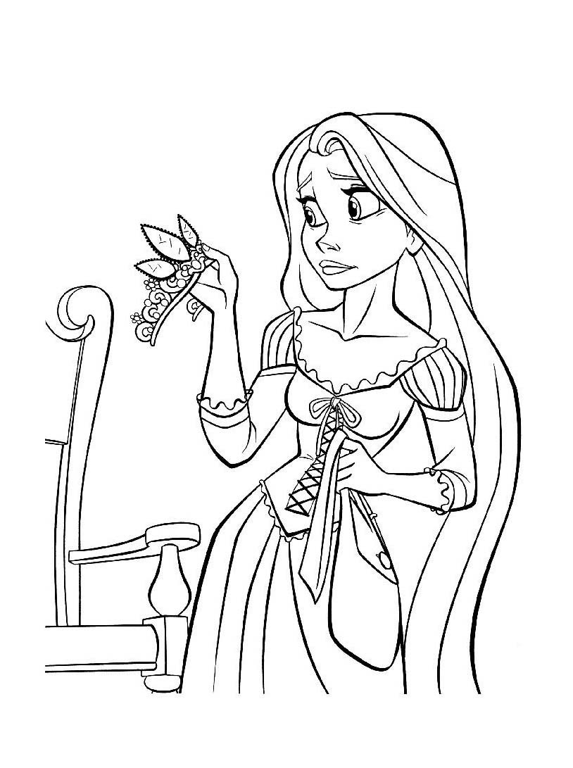 Rapunzel e la corona disegni da colorare gratis