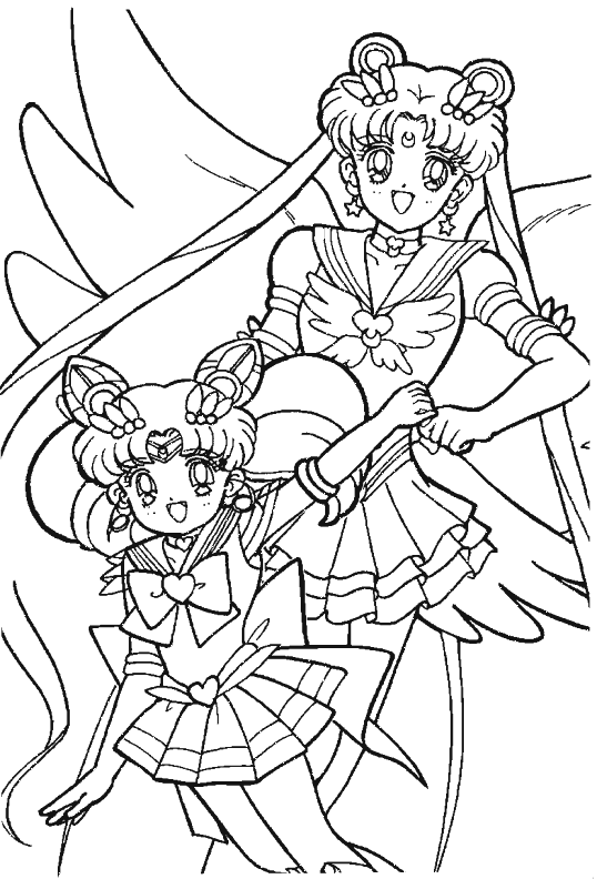 Sailor Moon e Chibiusa disegni da colorare per bambini e bambine