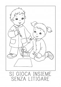 Si gioca insieme senza litigare segnale stradale da colorare scuola