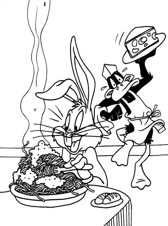 Simpatico disegno da colorare con Bugs Bunny e Daffy Duck