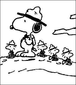 Snoopy e Woodstock giovani marmotte immagini da colorare