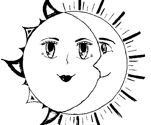 Sole e Luna disegno da colorare gratis