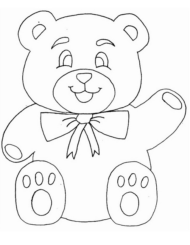 Sorridente orsetto che saluta con la zampina da colorare