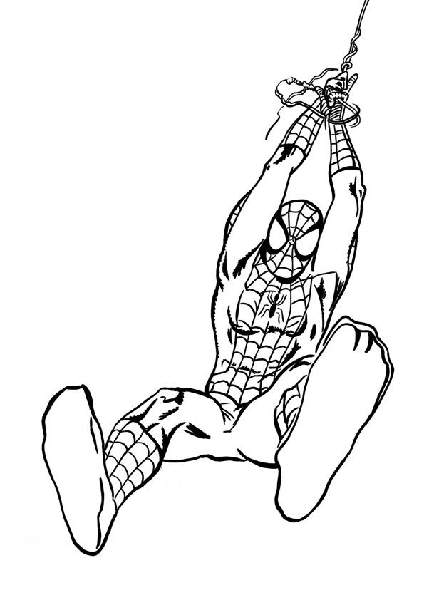 Spiderman che arriva in volo disegno da colorare gratuito