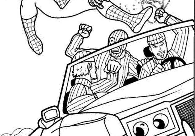 Spiderman che cattura una banda di ladri disegni gratis per bambini