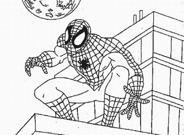 Spiderman che guarda la luna disegno da colorare gratis