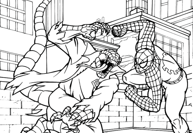 Spiderman contro il rettile nemico Lizard disegno da stampare e da colorare