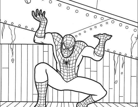 Spiderman in difficoltà disegno da colorare per bambini