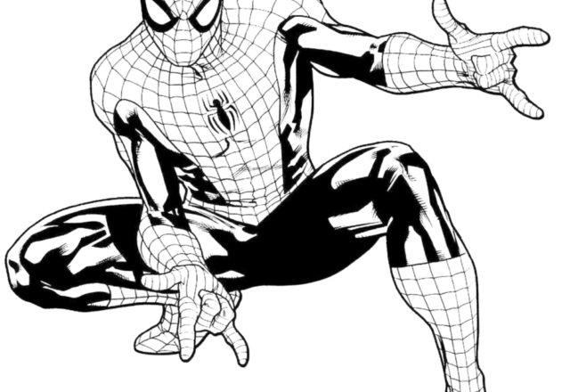 Spiderman in posa disegno gratuito da stampare e da colorare