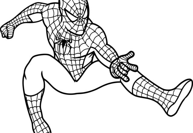 Spiderman l’ Uomo Ragno e il suo calcio disegno da colorare