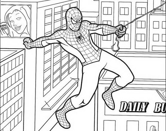 Stampa e colora Spiderman in volo gratis