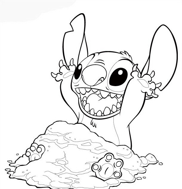 Stitch gioca con la sabbia disegni Lilo and Stitch