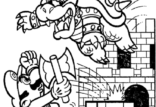 Super Mario Bros contro Bowser da colorare