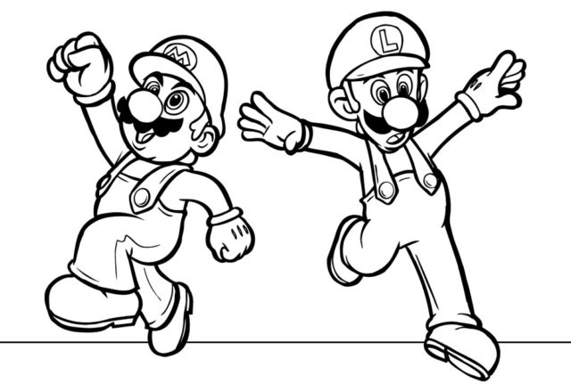 Super Mario Bros e Luigi personaggi dei videogiochi disegno da colorare gratis