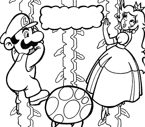 Super Mario Luigi e la Principessa Peach si arrampicano da colorare