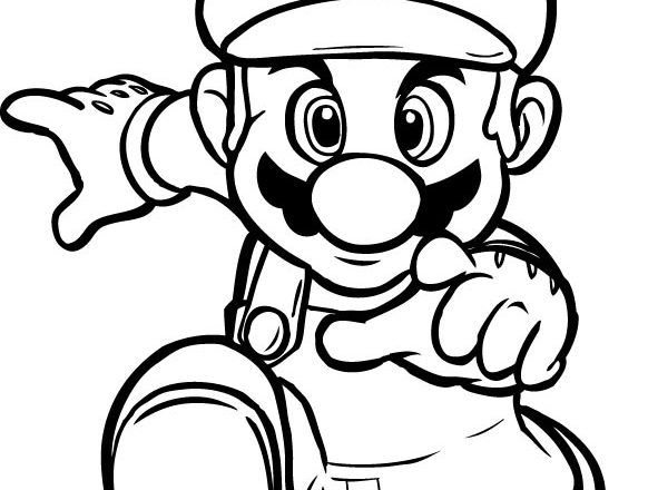 Super Mario che corre disegno da colorare gratis per bambini