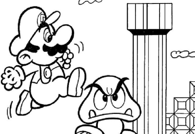 Super Mario e Goomba disegno da colorare gratis