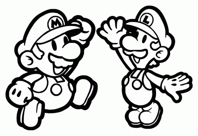 Super Mario e Luigi battono il cinque disegno da colorare gratis