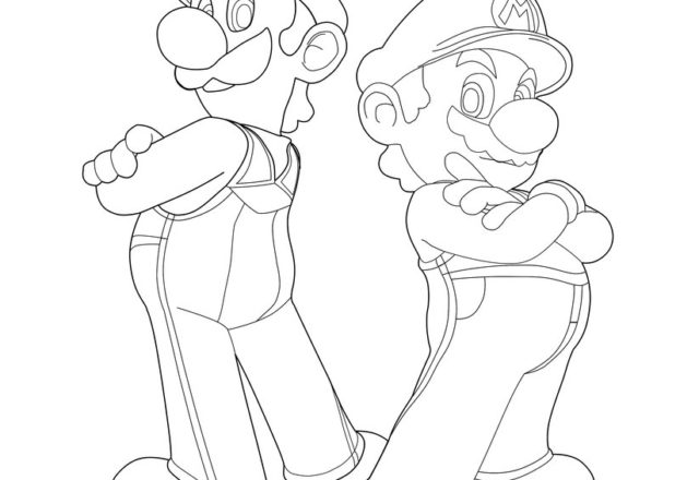 Super Mario e Luigi spalle a spalle disegno da colorare gratis