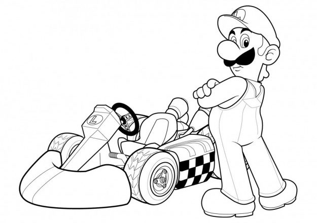 Super Mario e il suo Go Kart disegno da stampare e da colorare gratuitamente